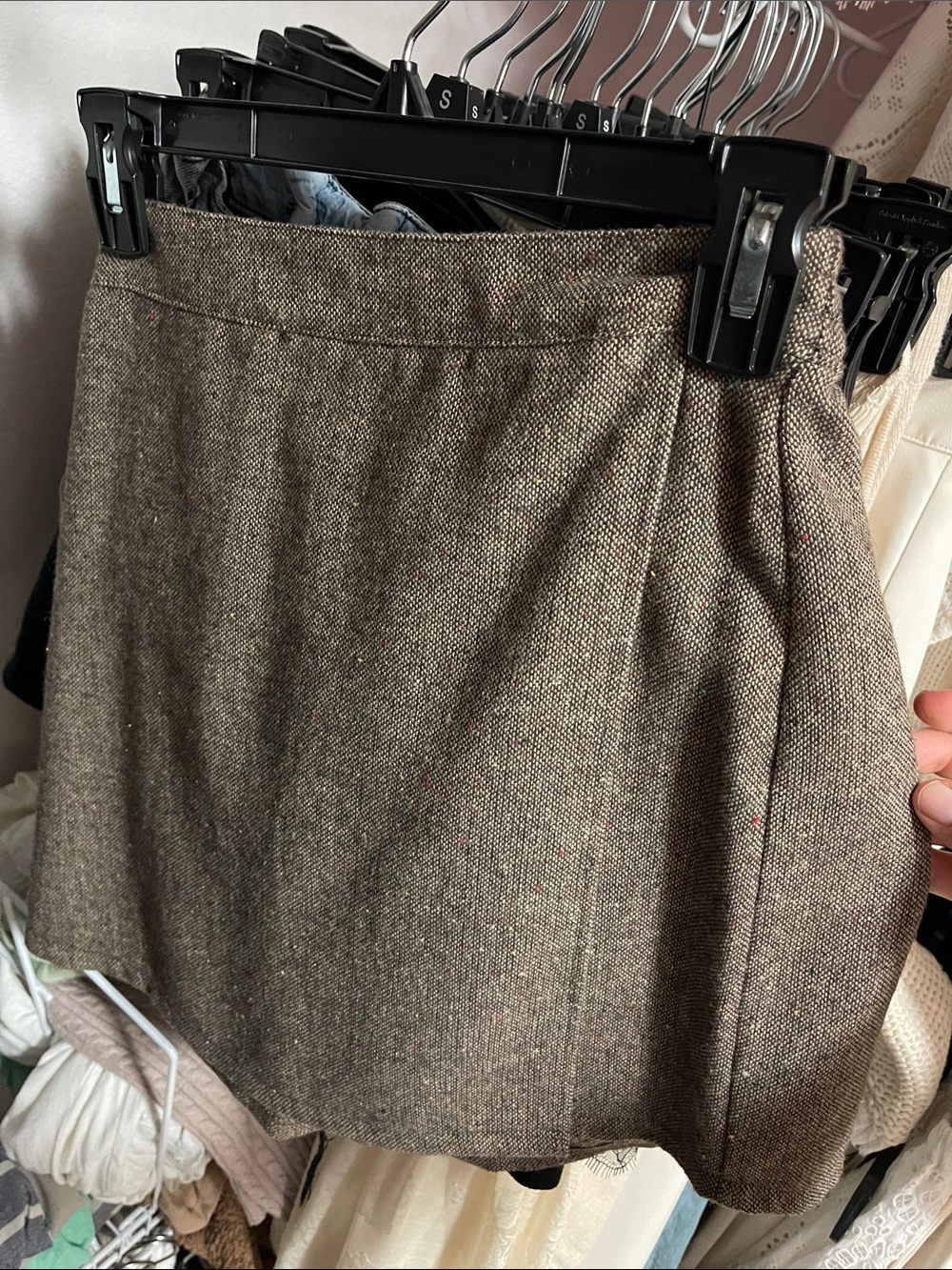 Copper Key Brown Tweed Mini Skirt